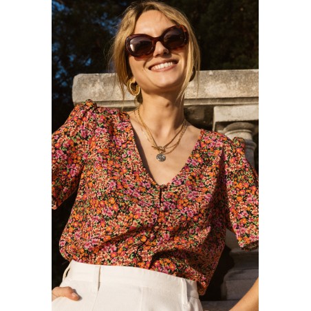 fleurette top with field flower print store