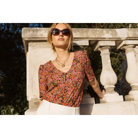 fleurette top with field flower print store