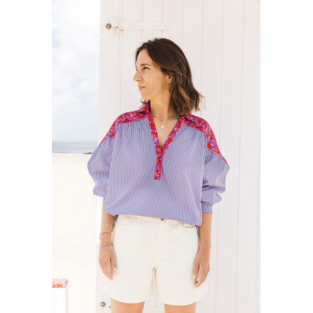 Nonante quatre purple and white blouse livraison gratuite