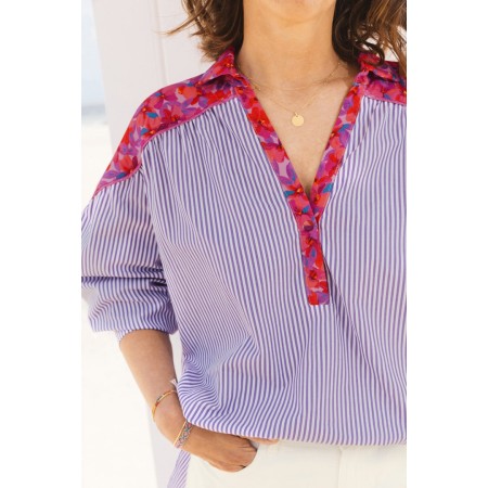 Nonante quatre purple and white blouse livraison gratuite