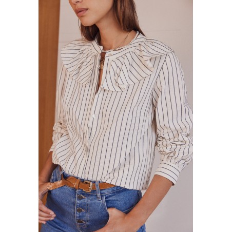 Hergé blue and white striped shirt Paris Déstockage Promo