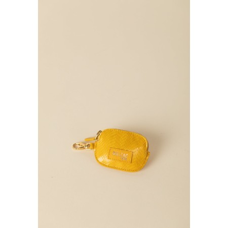 Yellow lizard embossed Ziggy carabiner coin purse pour bénéficier 