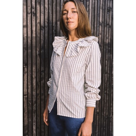 Hergé blue and white striped shirt Paris Déstockage Promo