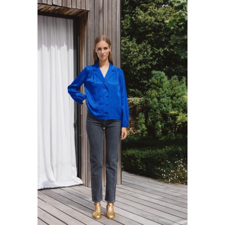 Blue jacquard Volute shirt pas chere