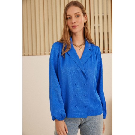 Blue jacquard Volute shirt pas chere