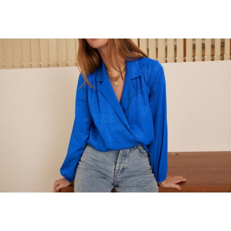 Blue jacquard Volute shirt pas chere