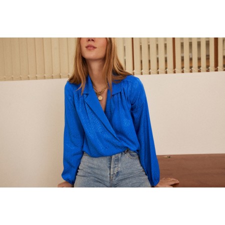 Blue jacquard Volute shirt pas chere