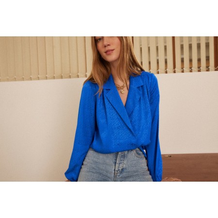 Blue jacquard Volute shirt pas chere