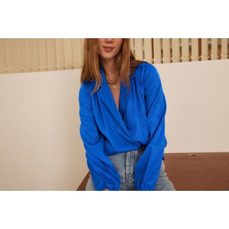 Blue jacquard Volute shirt pas chere