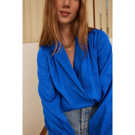 Blue jacquard Volute shirt pas chere