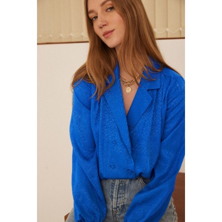 Blue jacquard Volute shirt pas chere