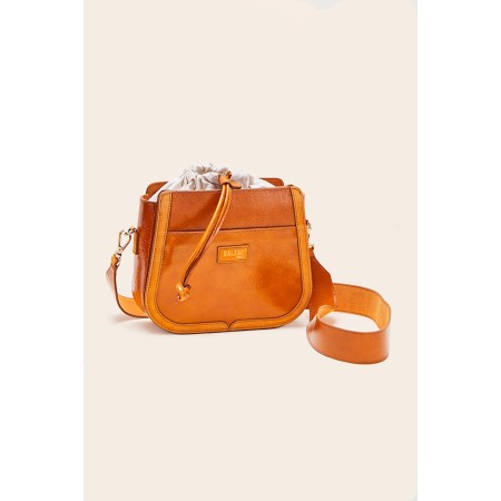 Mustard Crumpled Varnish Voltige Bag pas chere