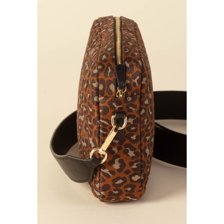 Large Caesar bag in leopard jacquard le des métaux précieux