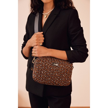 Large Caesar bag in leopard jacquard le des métaux précieux