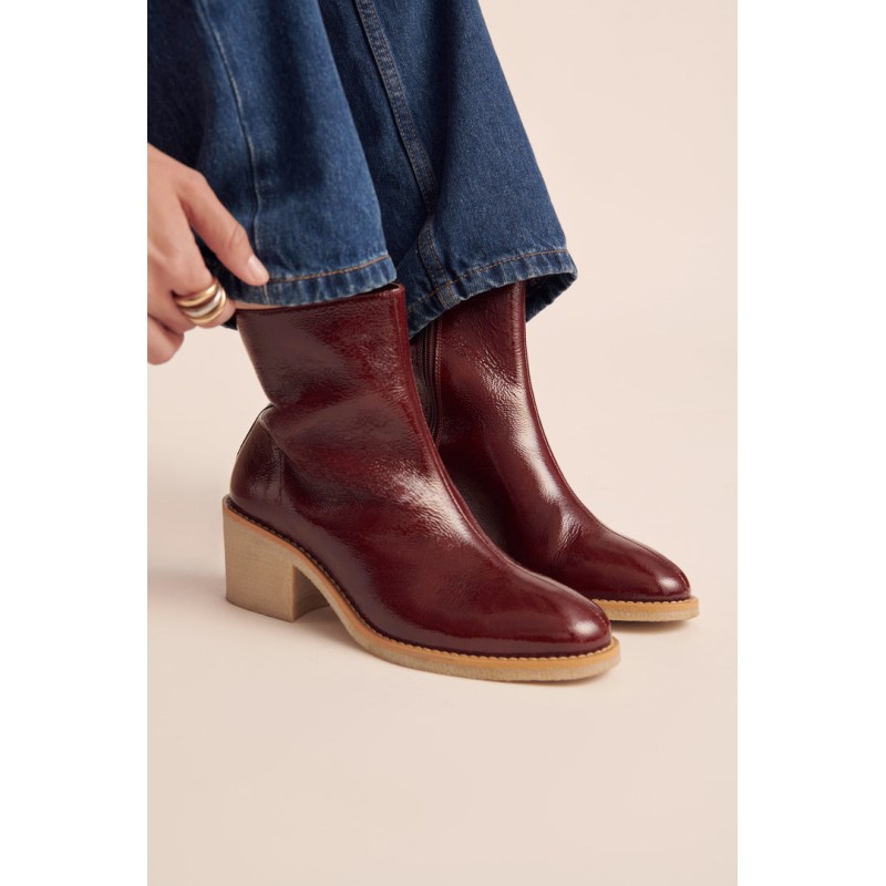 Bottines Allure vernis froissé chocolat online