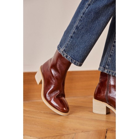 Bottines Allure vernis froissé chocolat online