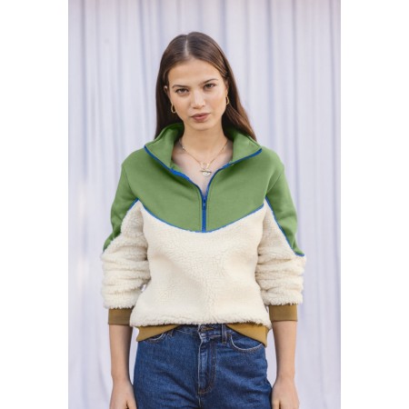 brown and green fleece mirror sweatshirt Fin de série