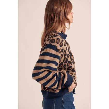 Blue and leopard striped Idole cardigan sélection de produits