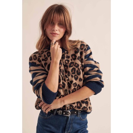 Blue and leopard striped Idole cardigan sélection de produits