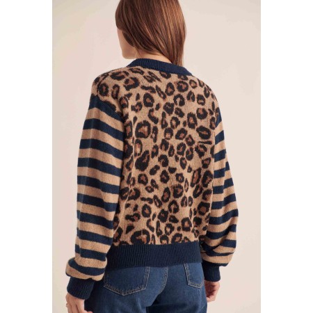 Blue and leopard striped Idole cardigan sélection de produits