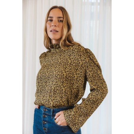 Givre neo leopard print blouse le des métaux précieux