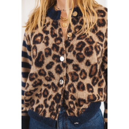 Blue and leopard striped Idole cardigan sélection de produits