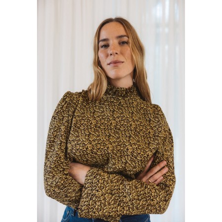 Givre neo leopard print blouse le des métaux précieux