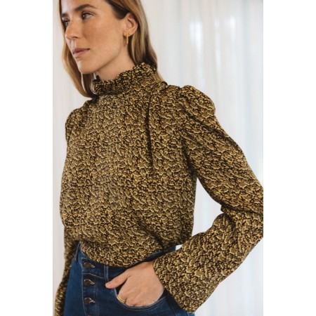 Givre neo leopard print blouse le des métaux précieux