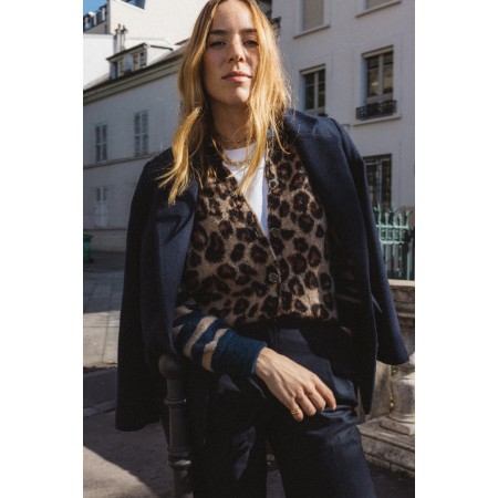 Blue and leopard striped Idole cardigan sélection de produits