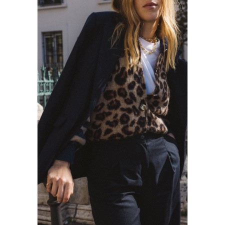 Blue and leopard striped Idole cardigan sélection de produits