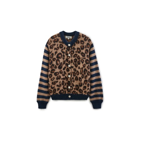 Blue and leopard striped Idole cardigan sélection de produits