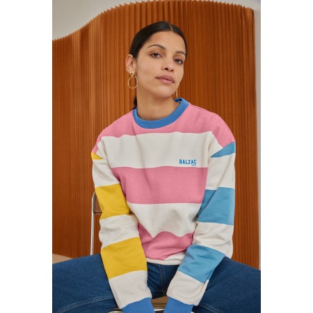 Harlow striped sweatshirt in pink, yellow, ecru en ligne