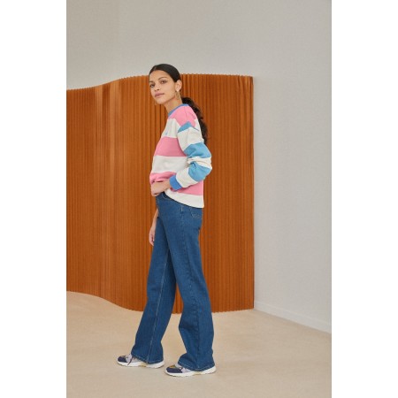 Harlow striped sweatshirt in pink, yellow, ecru en ligne