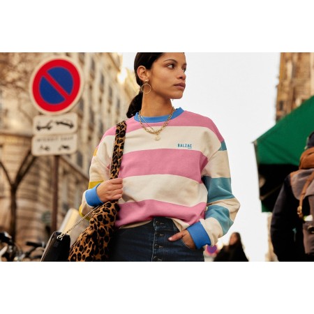 Harlow striped sweatshirt in pink, yellow, ecru en ligne