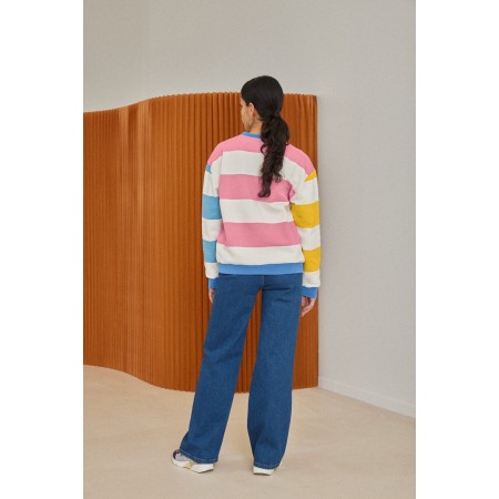 Harlow striped sweatshirt in pink, yellow, ecru en ligne