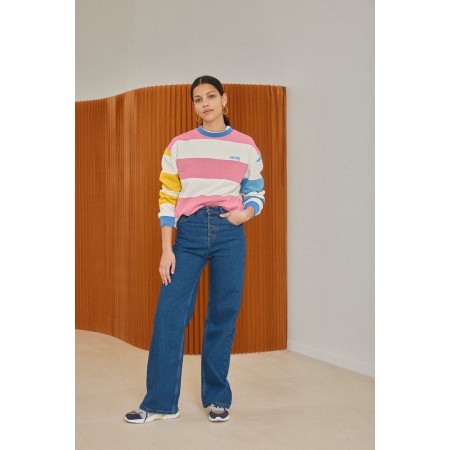 Harlow striped sweatshirt in pink, yellow, ecru en ligne