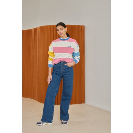 Harlow striped sweatshirt in pink, yellow, ecru en ligne