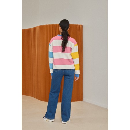 Harlow striped sweatshirt in pink, yellow, ecru en ligne