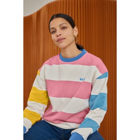 Harlow striped sweatshirt in pink, yellow, ecru en ligne