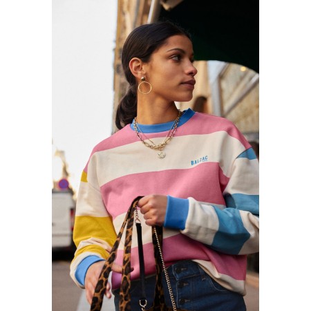 Harlow striped sweatshirt in pink, yellow, ecru en ligne