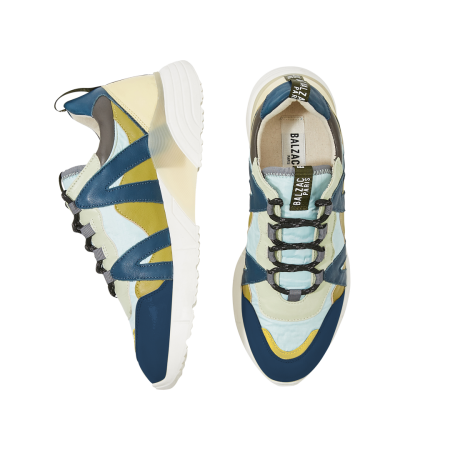 Yellow green and blue Astor sneakers livraison gratuite