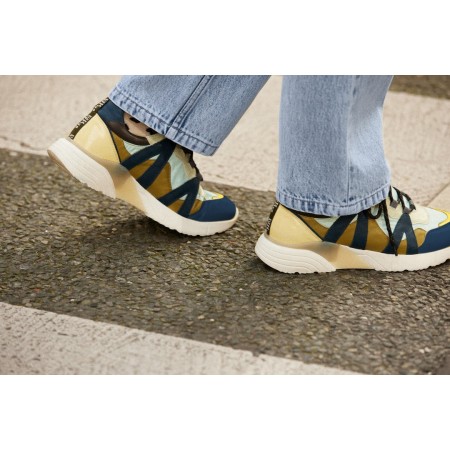 Yellow green and blue Astor sneakers livraison gratuite