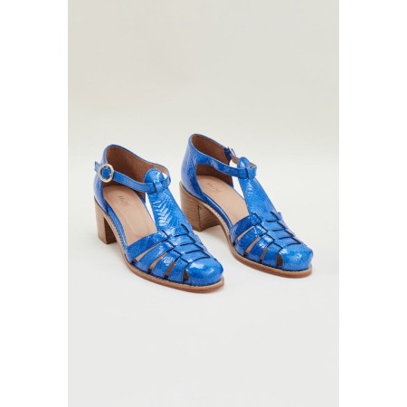 Albane sandals in blue lizard embossed leather pour bénéficier 