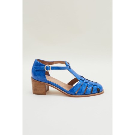 Albane sandals in blue lizard embossed leather pour bénéficier 