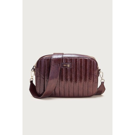 Sac Grand César embossé vernis chocolat en linge