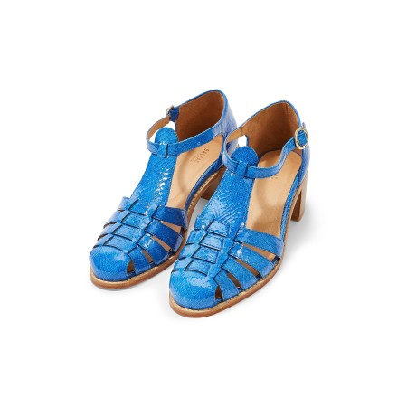 Albane sandals in blue lizard embossed leather pour bénéficier 