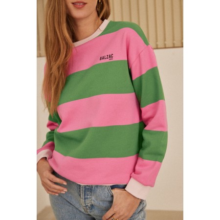 Harlow pink and green striped sweatshirt pas cheres