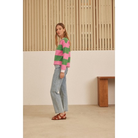 Harlow pink and green striped sweatshirt pas cheres