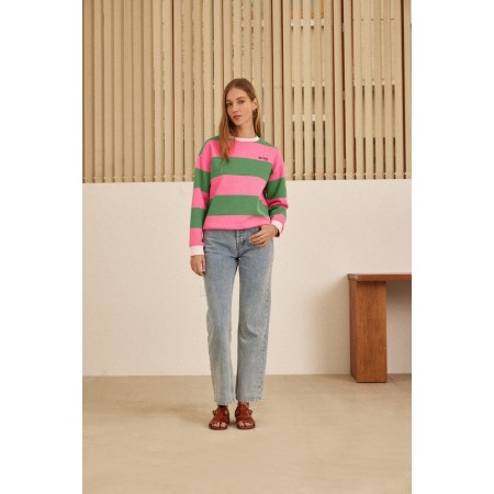 Harlow pink and green striped sweatshirt pas cheres