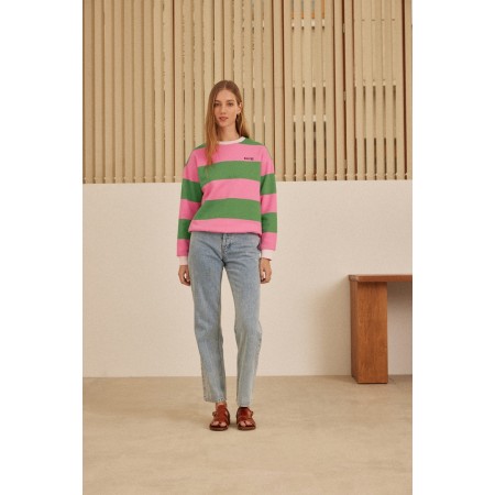 Harlow pink and green striped sweatshirt pas cheres